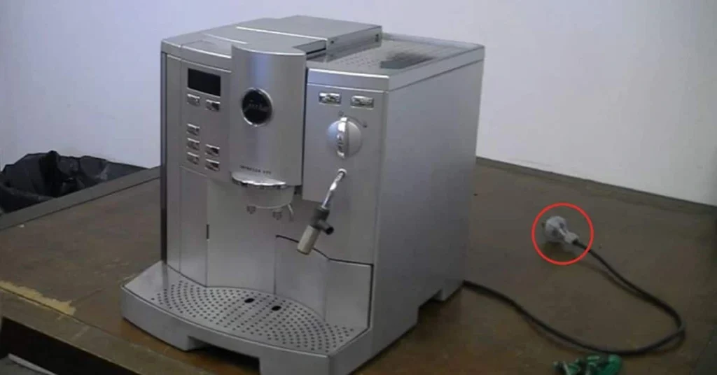 Unplugged Jura coffee machine